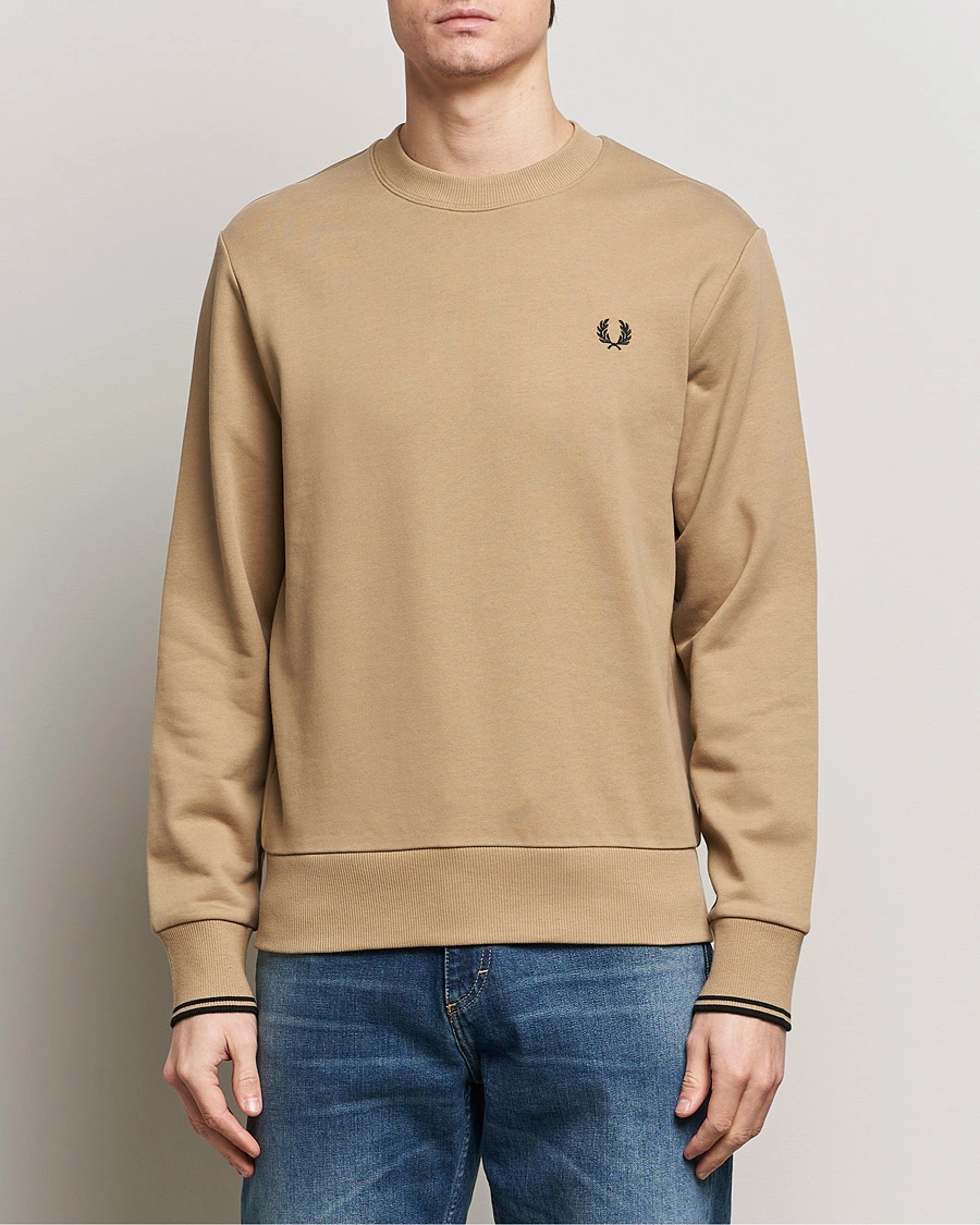 Homme | Pulls Et Tricots | Fred Perry | Crew Neck Sweatshirt Warm Grey
