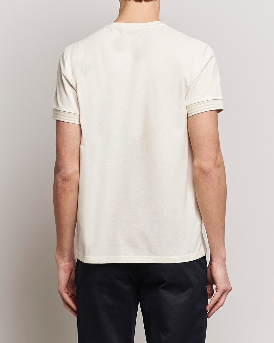 Homme | T-shirts | Fred Perry | Striped Cuff Crew Neck T-Shirt Ecru