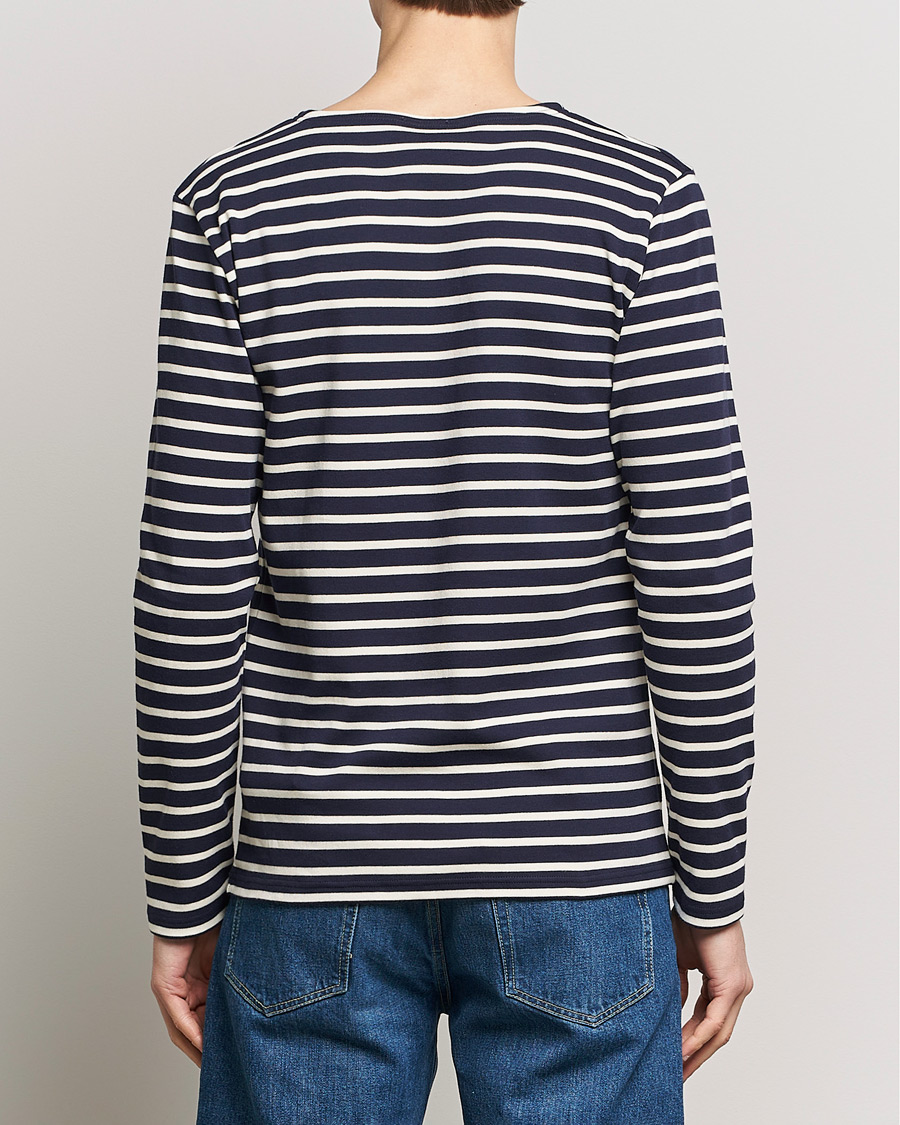 Homme | T-shirts | Armor-lux | Houat Héritage Stripe Long Sleeve T-Shirt Nature/Navy