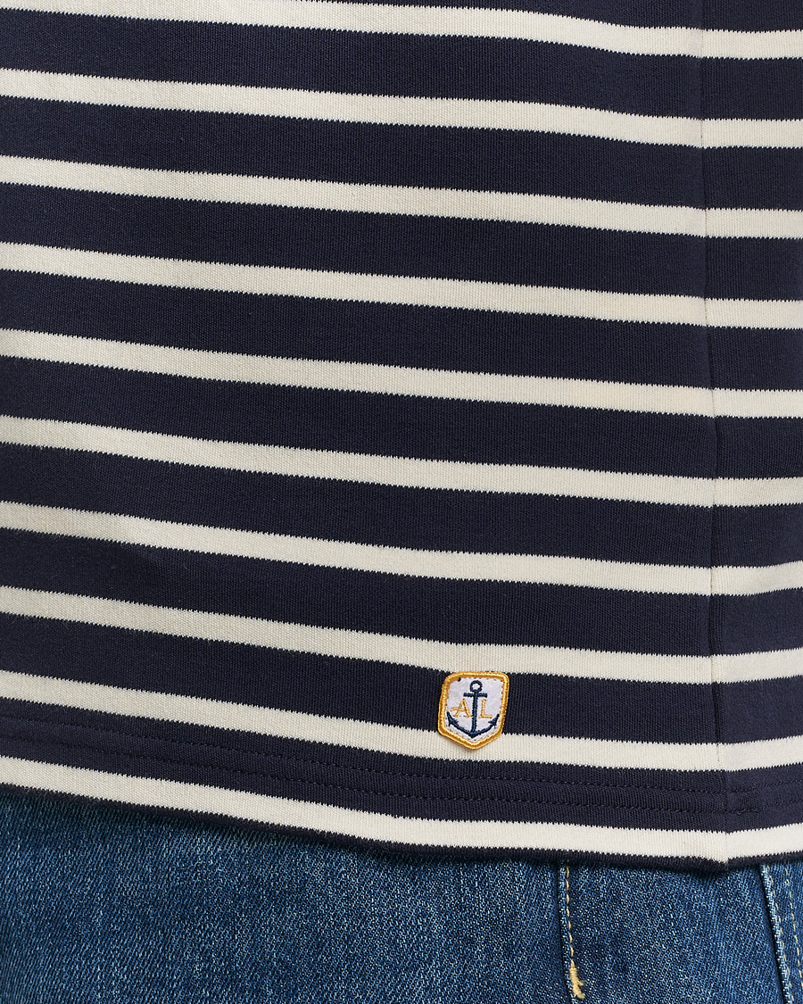 Homme | T-shirts | Armor-lux | Houat Héritage Stripe Long Sleeve T-Shirt Nature/Navy