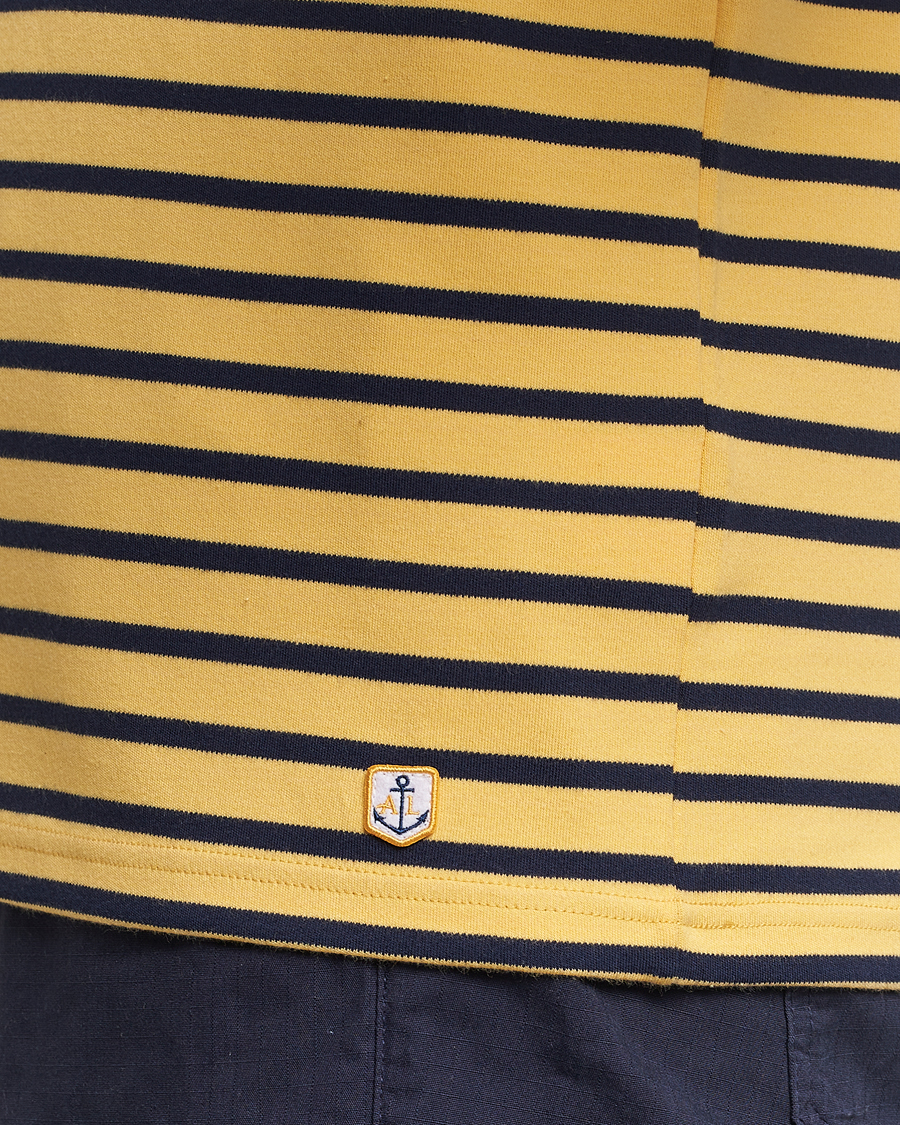 Homme | T-shirts | Armor-lux | Houat Héritage Stripe Long Sleeve T-Shirt Yellow/Marine