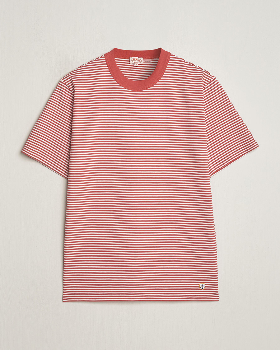 Homme | T-shirts | Armor-lux | Callac Héritage Stripe T-Shirt Cardinal/Milk