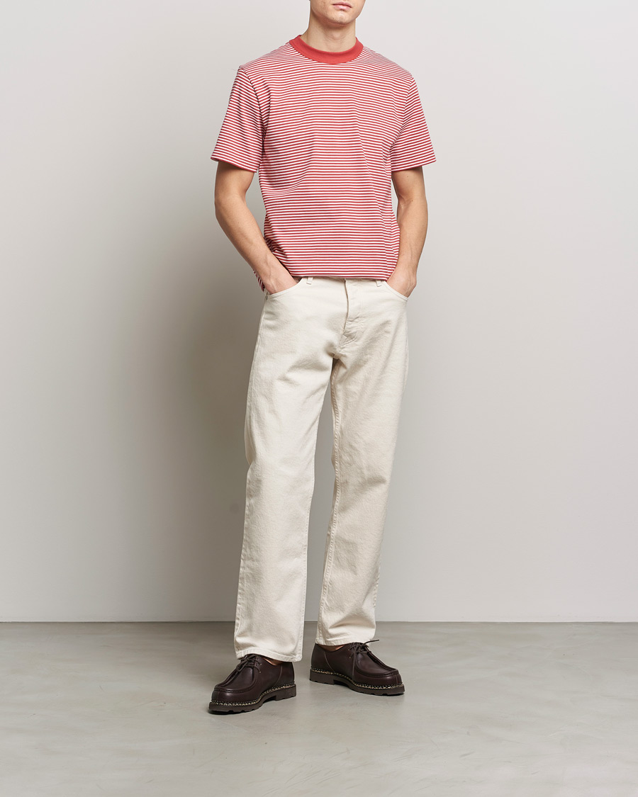 Homme | T-shirts | Armor-lux | Callac Héritage Stripe T-Shirt Cardinal/Milk