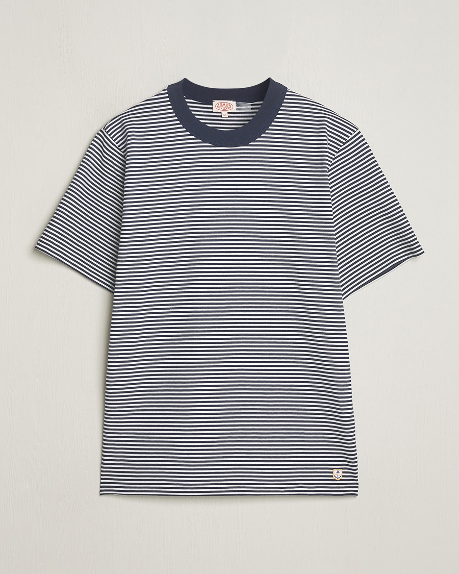 Homme | T-shirts | Armor-lux | Callac Héritage Stripe T-Shirt Deep Marine/Milk