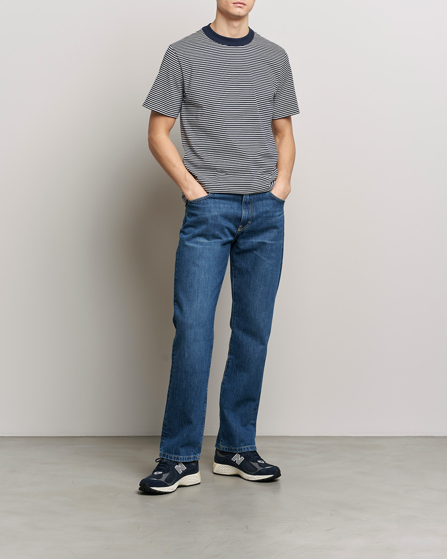 Homme | T-shirts | Armor-lux | Callac Héritage Stripe T-Shirt Deep Marine/Milk