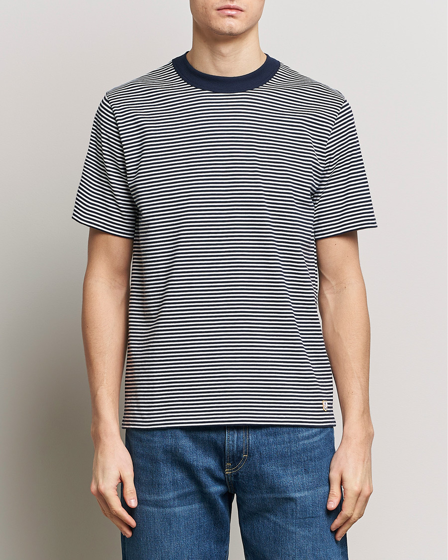Homme | T-shirts À Manches Courtes | Armor-lux | Callac Héritage Stripe T-Shirt Deep Marine/Milk