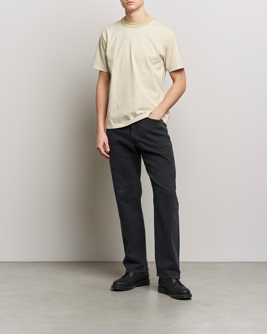 Homme | T-shirts | Armor-lux | Callac Héritage Stripe T-Shirt Pale Olive/Milk