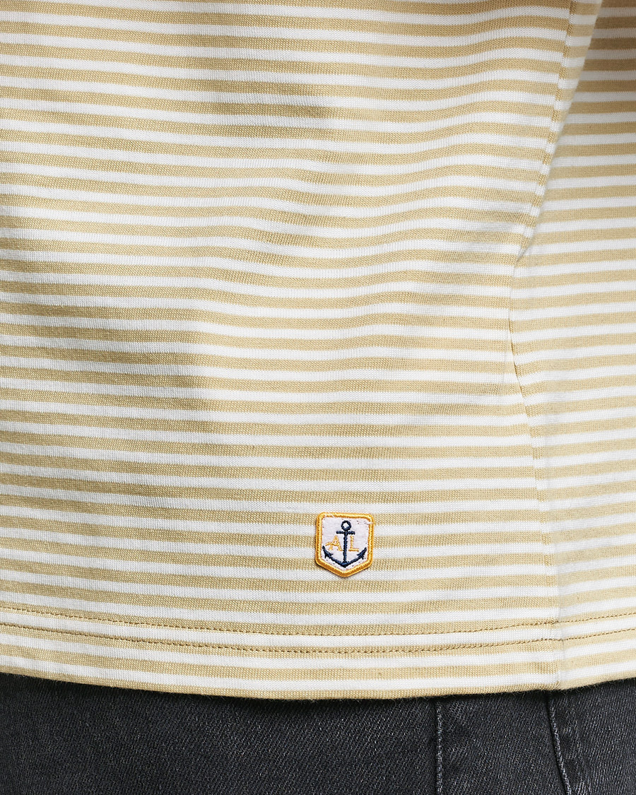 Homme | T-shirts | Armor-lux | Callac Héritage Stripe T-Shirt Pale Olive/Milk