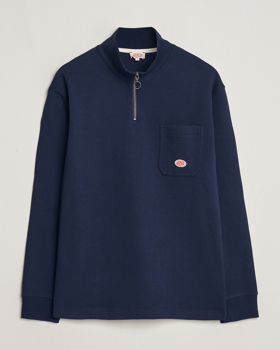 Homme | Pulls Et Tricots | Armor-lux | Camionneur Cotton Half Zip Sweater Deep Marine