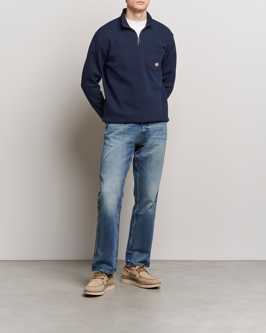 Homme | Pulls Et Tricots | Armor-lux | Camionneur Cotton Half Zip Sweater Deep Marine