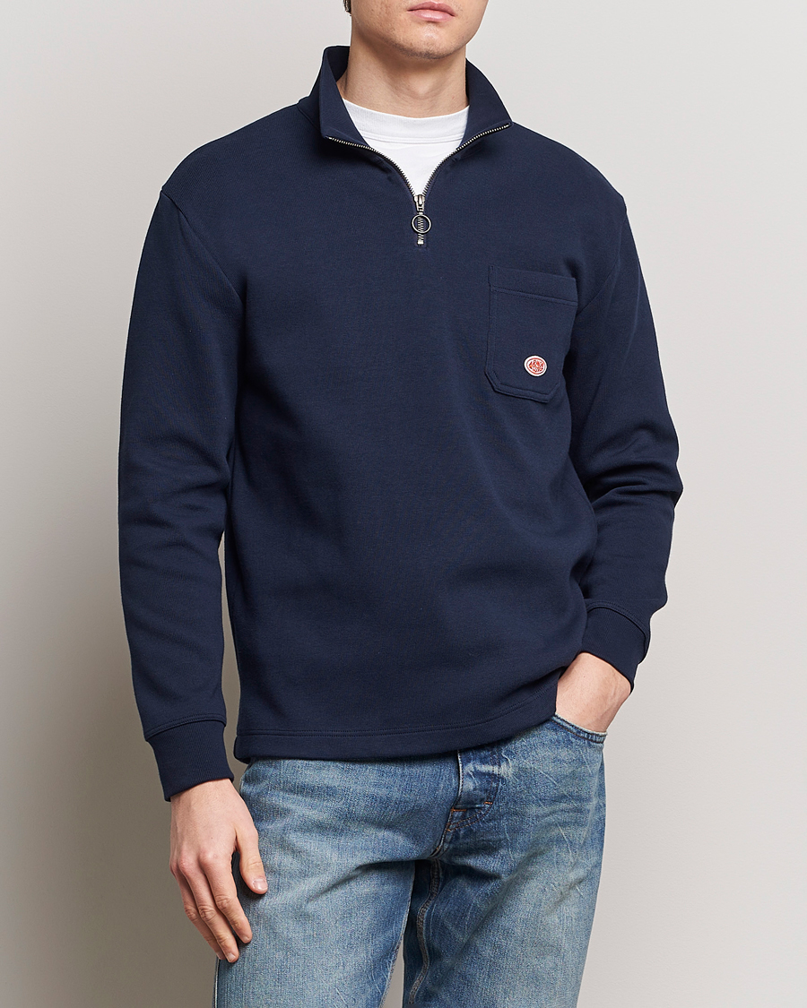 Homme | Pulls Et Tricots | Armor-lux | Camionneur Cotton Half Zip Sweater Deep Marine
