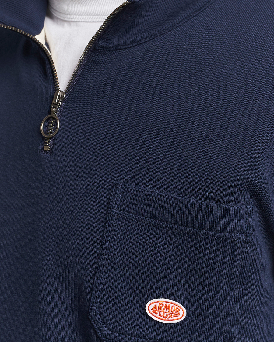 Homme | Pulls Et Tricots | Armor-lux | Camionneur Cotton Half Zip Sweater Deep Marine