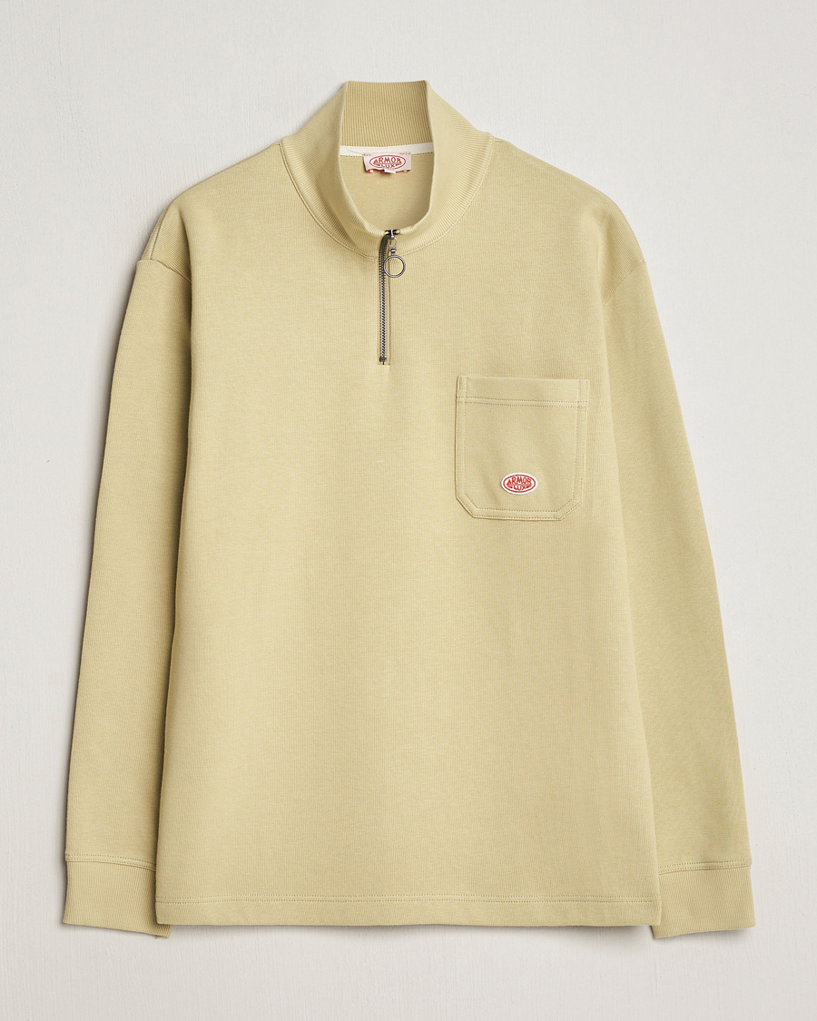 Homme | Pulls Et Tricots | Armor-lux | Camionneur Cotton Half Zip Sweater Pale Olive