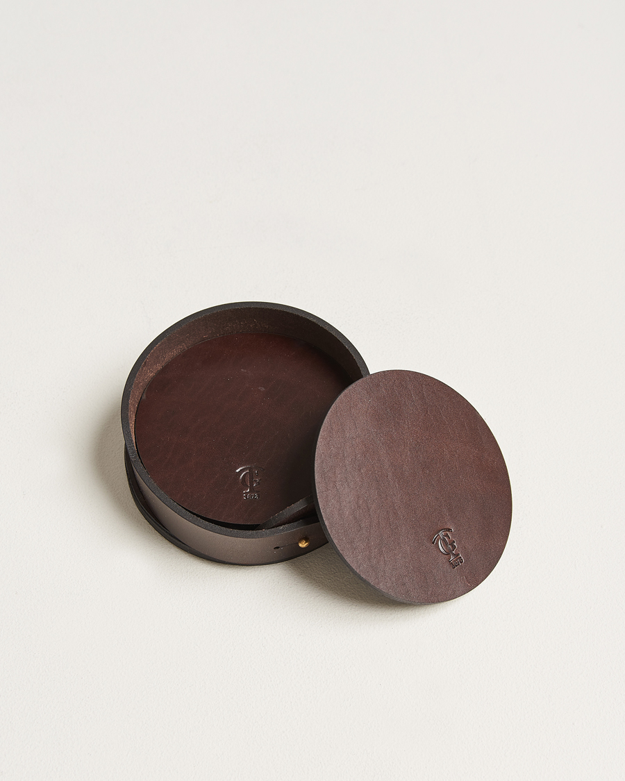 Homme | Pour La Maison | Tärnsjö Garveri | Leather Coaster Set 006 Dark Brown