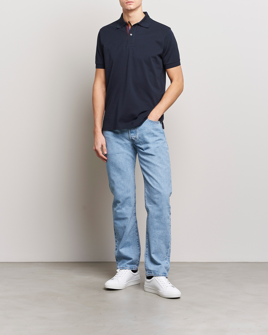 Homme | Polos | Paul Smith | Placket Stripe Polo Navy