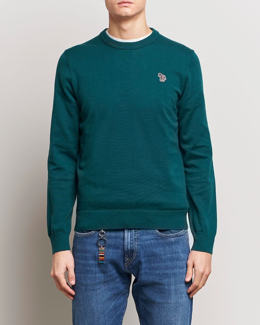 Homme | Paul Smith | PS Paul Smith | Zebra Cotton Knitted Sweater Dark Green