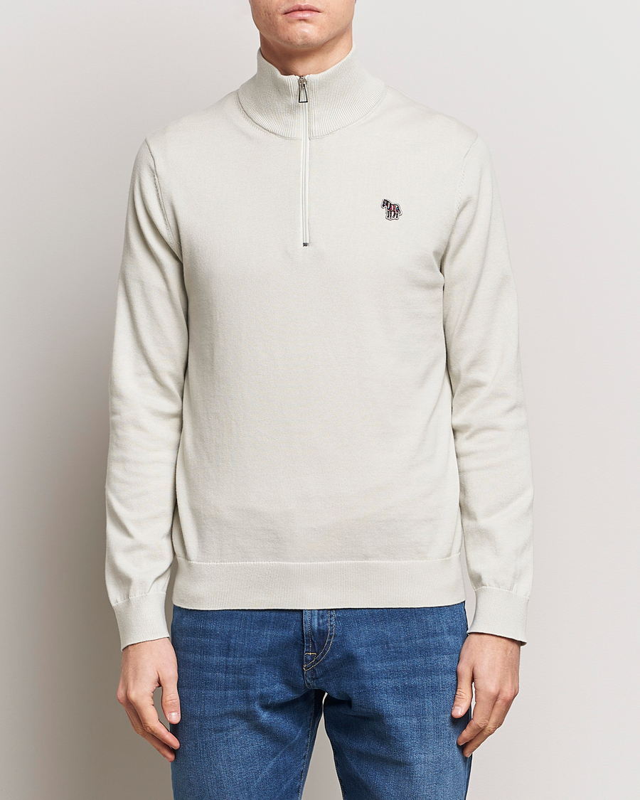 Men | Paul Smith | PS Paul Smith | Zebra Cotton Knitted Half Zip Washed Grey