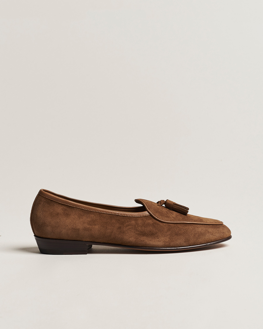 Homme | Baudoin & Lange Sagan Classic Tassel Loafers Tan Suede | Baudoin & Lange | Sagan Classic Tassel Loafers Tan Suede