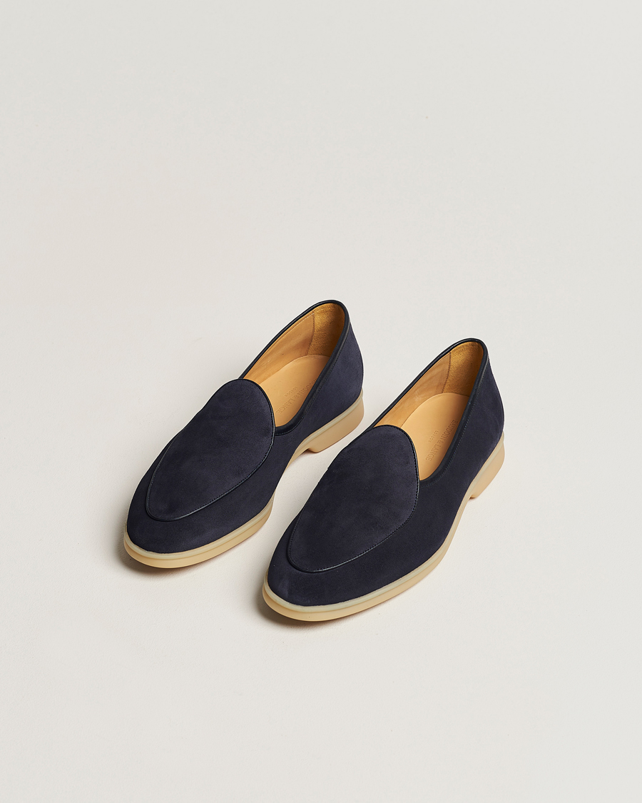 Homme | Chaussures | Baudoin & Lange | Stride Loafers Navy Suede