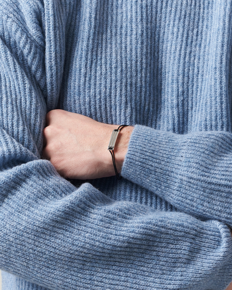 Homme | LE GRAMME Godron Cord Bracelet Black/Sterling Silver | LE GRAMME | Godron Cord Bracelet Black/Sterling Silver