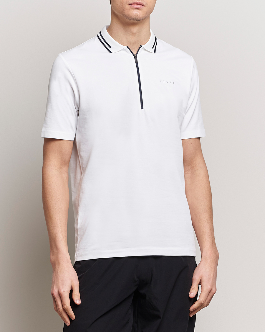Homme |  | Falke Sport | Falke Zip Polo Shirt White