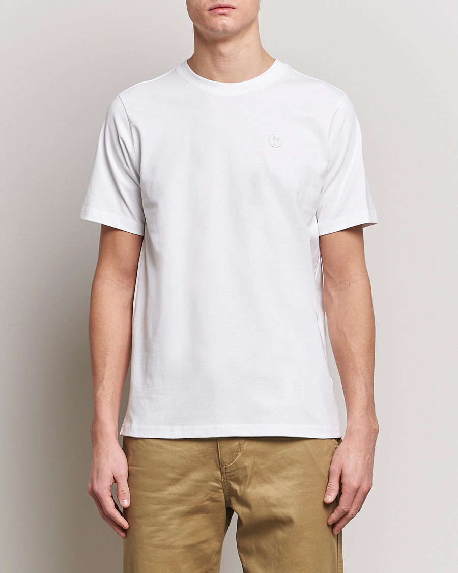 Homme | T-shirts | KnowledgeCotton Apparel | Loke Badge T-Shirt Bright White
