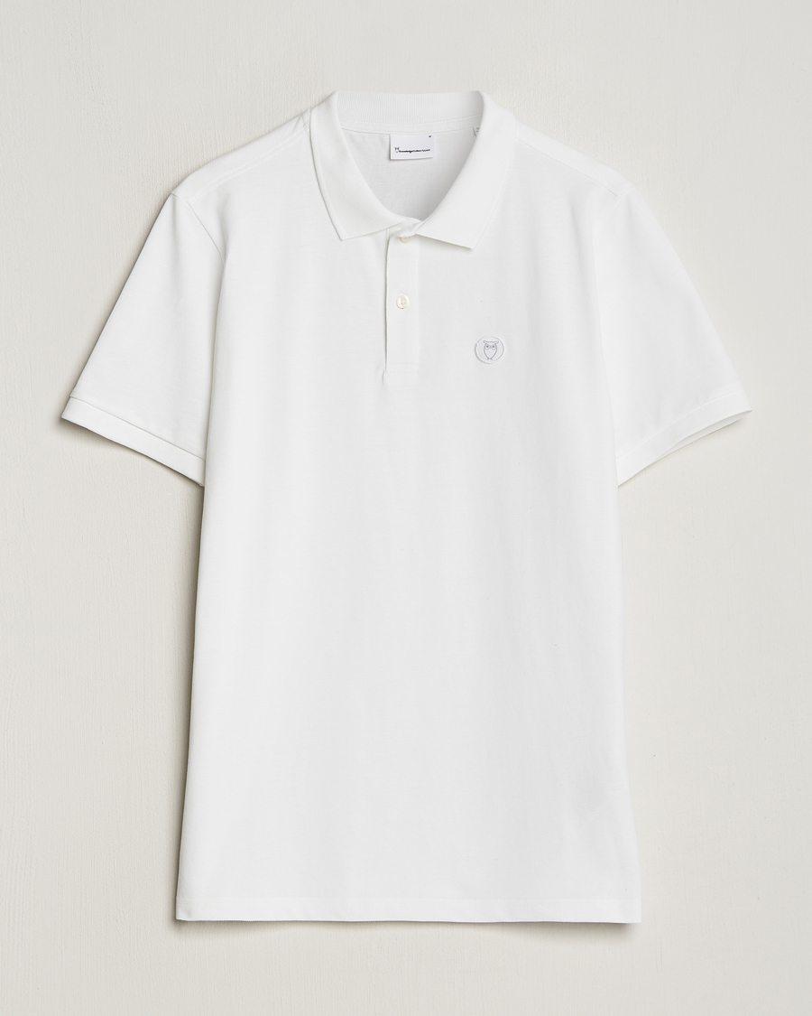Homme | Polos | KnowledgeCotton Apparel | Toke Badge Polo Bright White