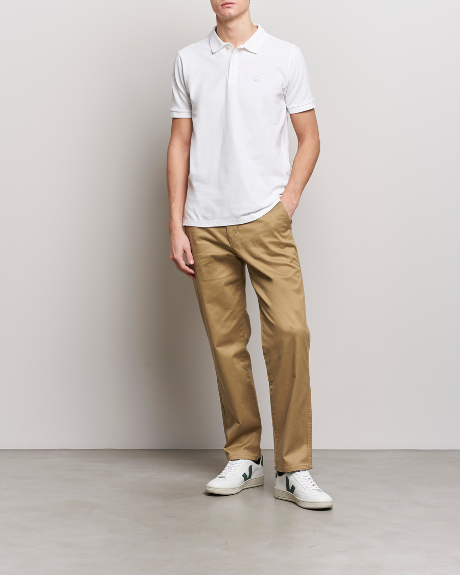 Homme | Polos | KnowledgeCotton Apparel | Toke Badge Polo Bright White