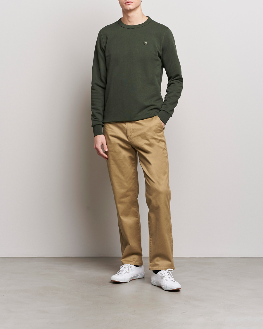 Homme | Pulls Et Tricots | KnowledgeCotton Apparel | Erik Badge Sweatshirt Forest Night