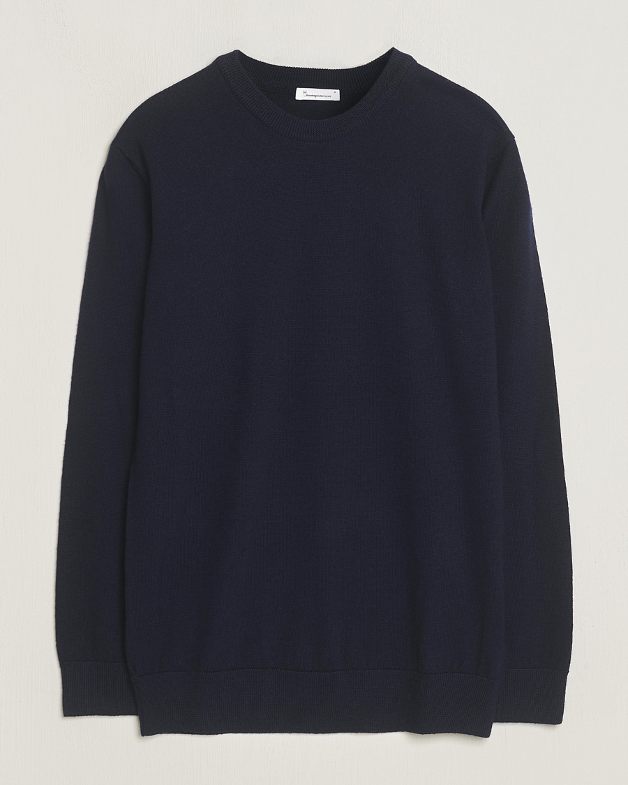 Homme | Pulls Et Tricots | KnowledgeCotton Apparel | Regular Merino Knit Crew Neck Total Eclipse