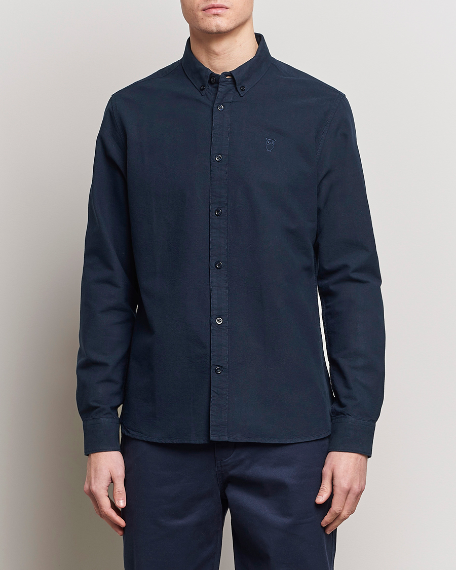 Homme |  | KnowledgeCotton Apparel | Harald Small Owl Regular Oxford Shirt Total Eclipse