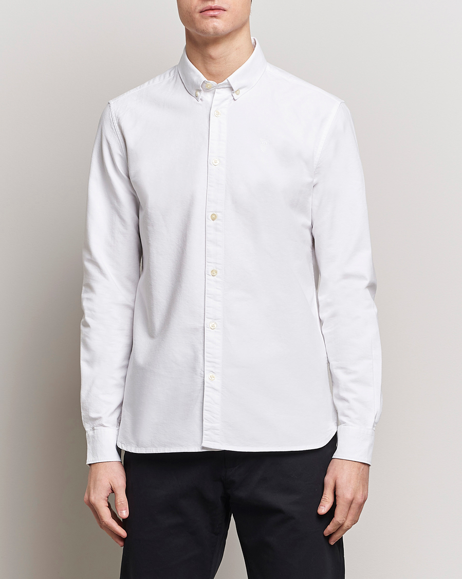 Homme | KnowledgeCotton Apparel | KnowledgeCotton Apparel | Harald Small Owl Regular Oxford Shirt Bright White