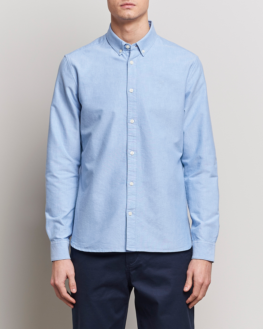 Homme | Chemises Oxford | KnowledgeCotton Apparel | Harald Small Owl Regular Oxford Shirt Lapis Blue