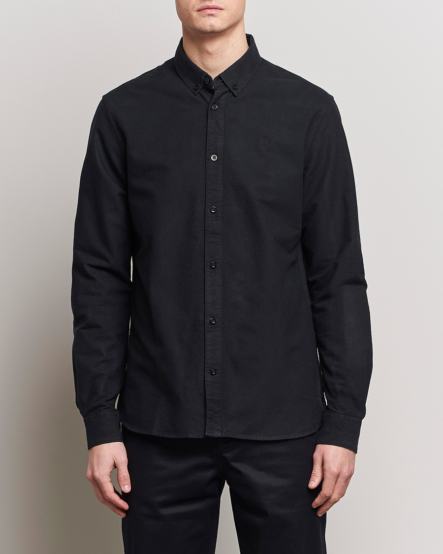 Homme | Vêtements | KnowledgeCotton Apparel | Harald Small Owl Regular Oxford Shirt Jet Black