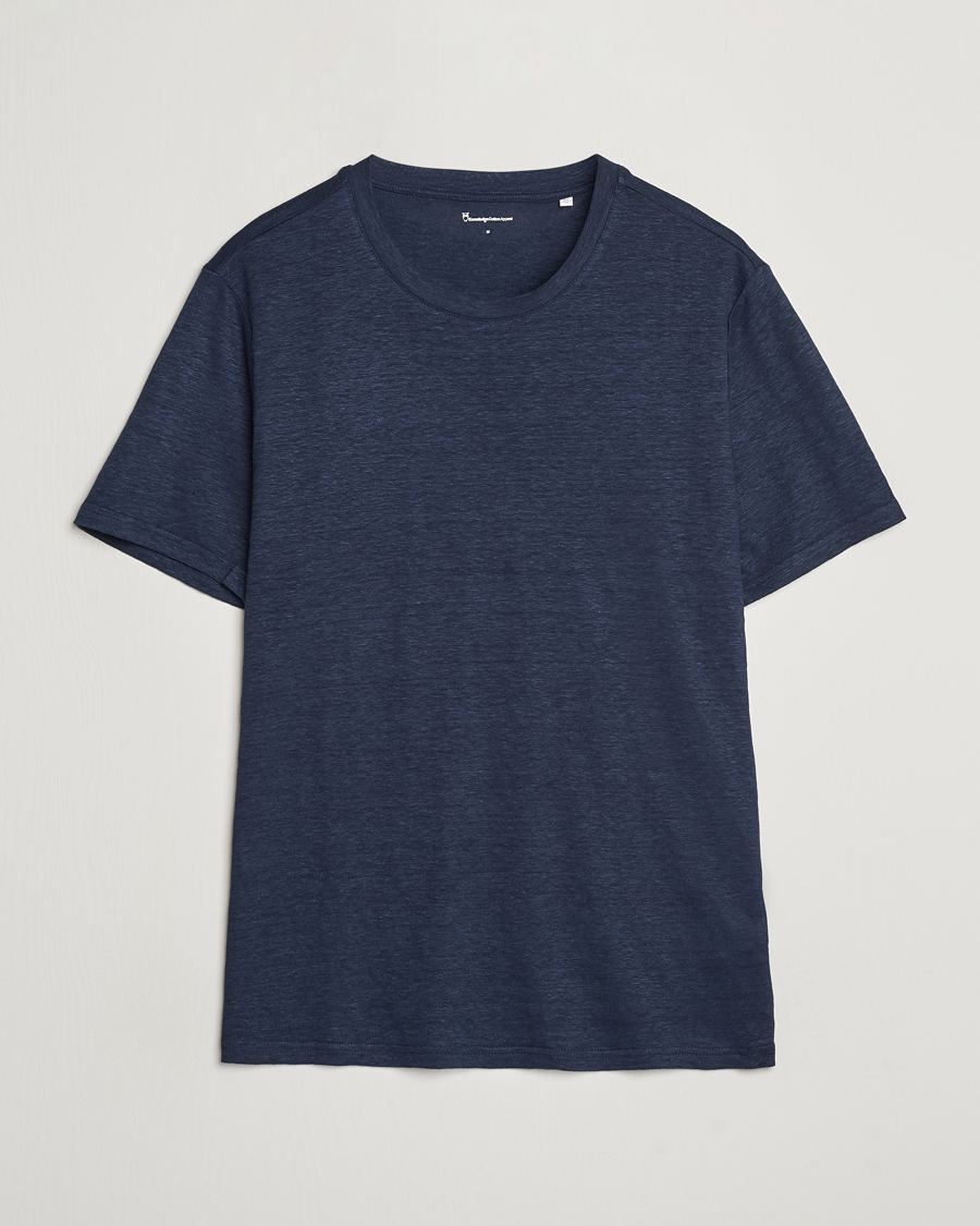 Homme | T-shirts | KnowledgeCotton Apparel | Organic Linen T-Shirt Total Eclipse