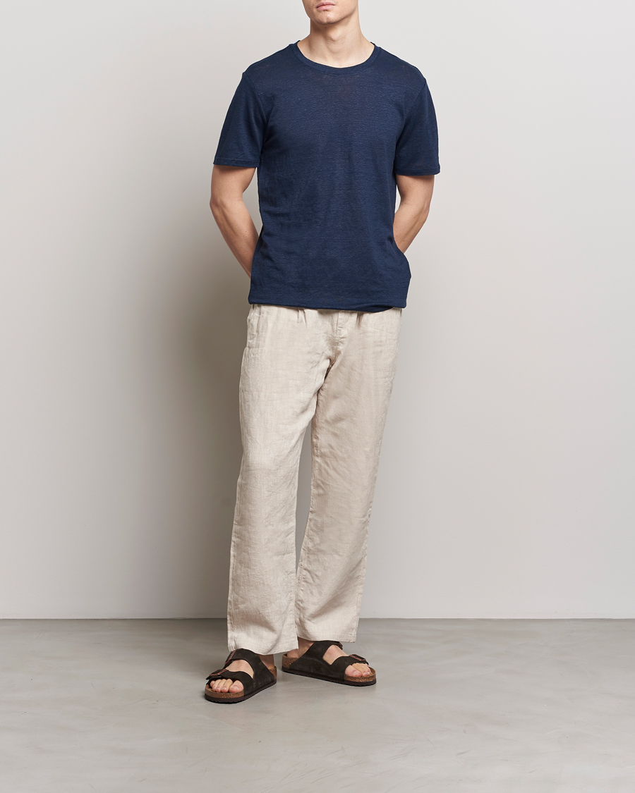 Homme | T-shirts | KnowledgeCotton Apparel | Organic Linen T-Shirt Total Eclipse