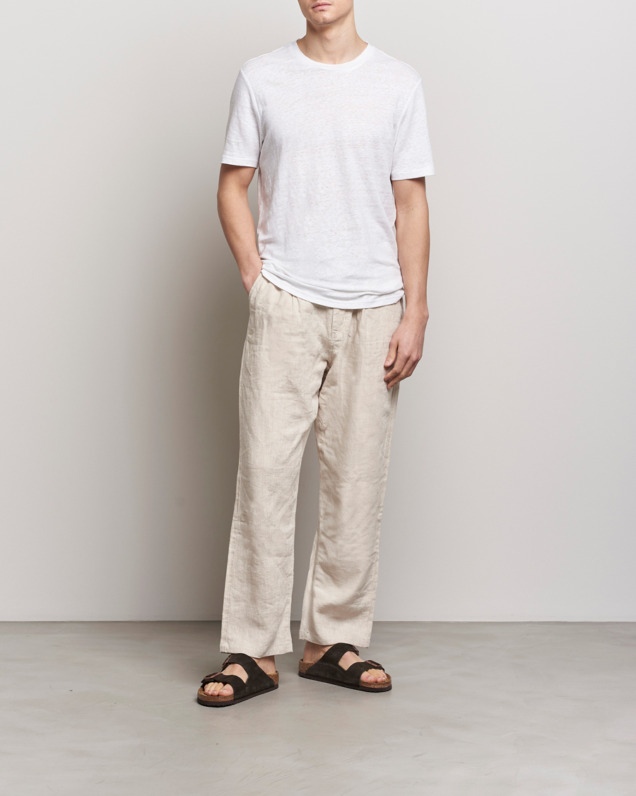 Homme | T-shirts | KnowledgeCotton Apparel | Organic Linen T-Shirt Bright White