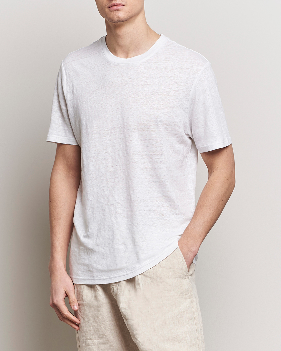 Homme | T-Shirts Blancs | KnowledgeCotton Apparel | Organic Linen T-Shirt Bright White