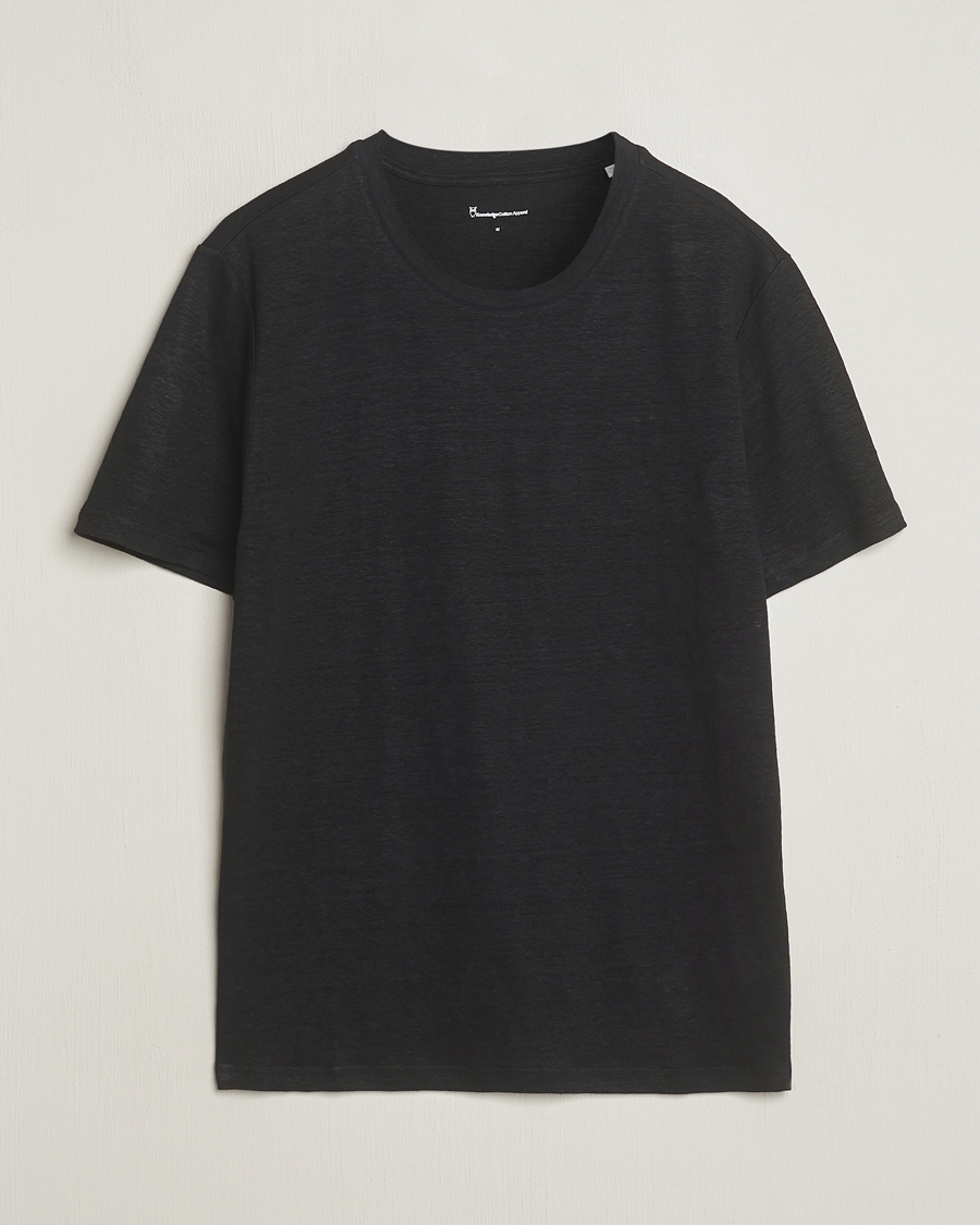 Homme | T-shirts | KnowledgeCotton Apparel | Organic Linen T-Shirt Black
