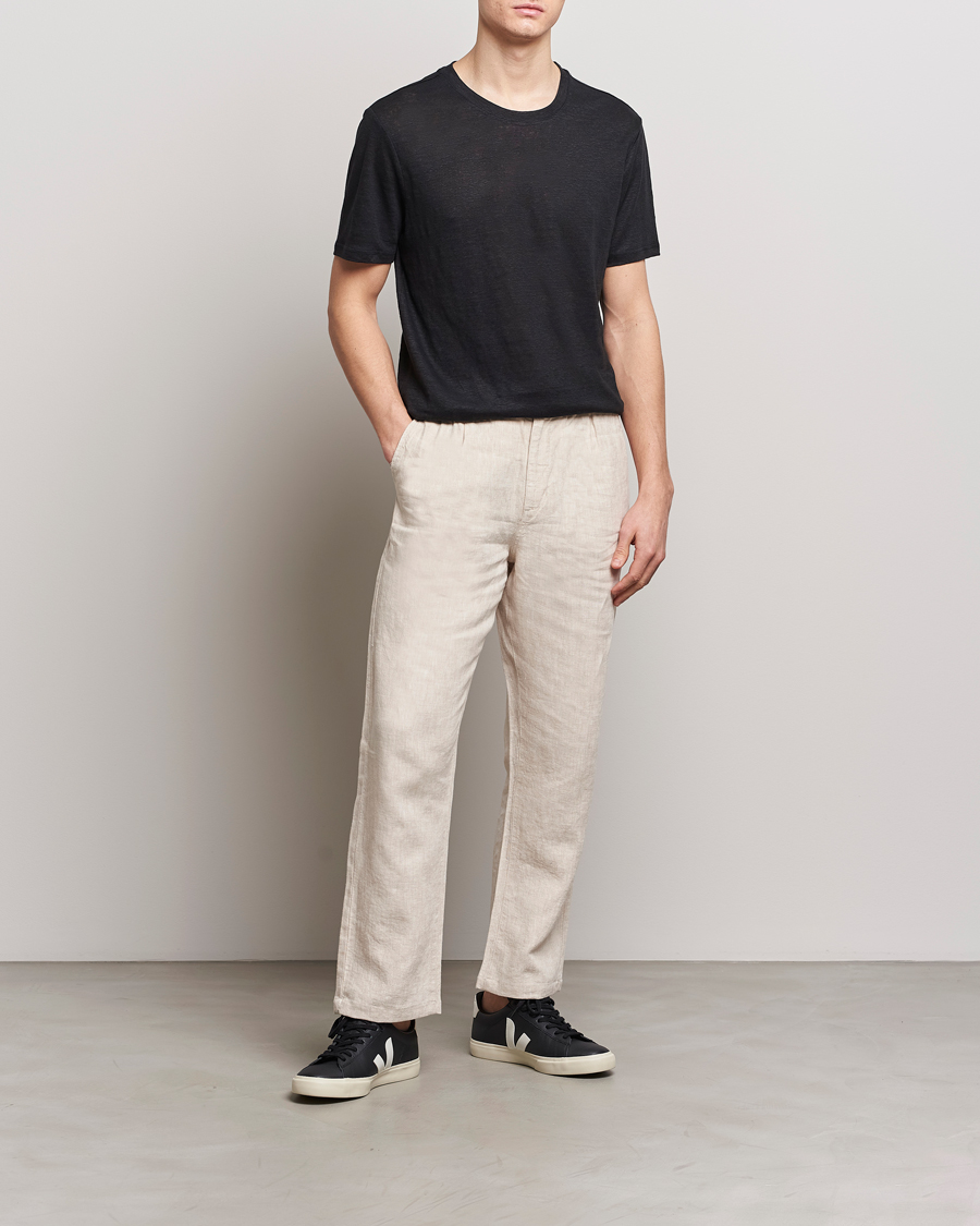 Homme | T-shirts | KnowledgeCotton Apparel | Organic Linen T-Shirt Black