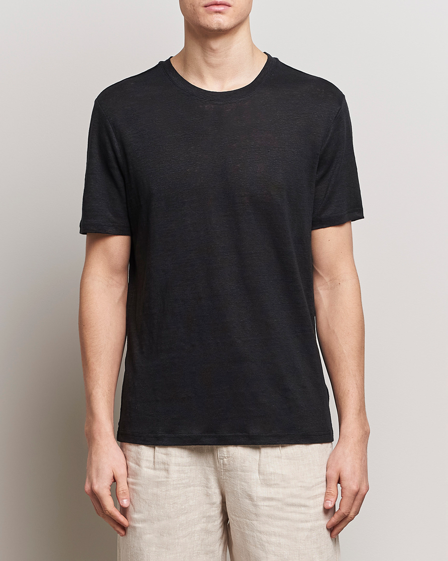 Homme |  | KnowledgeCotton Apparel | Organic Linen T-Shirt Jet Black