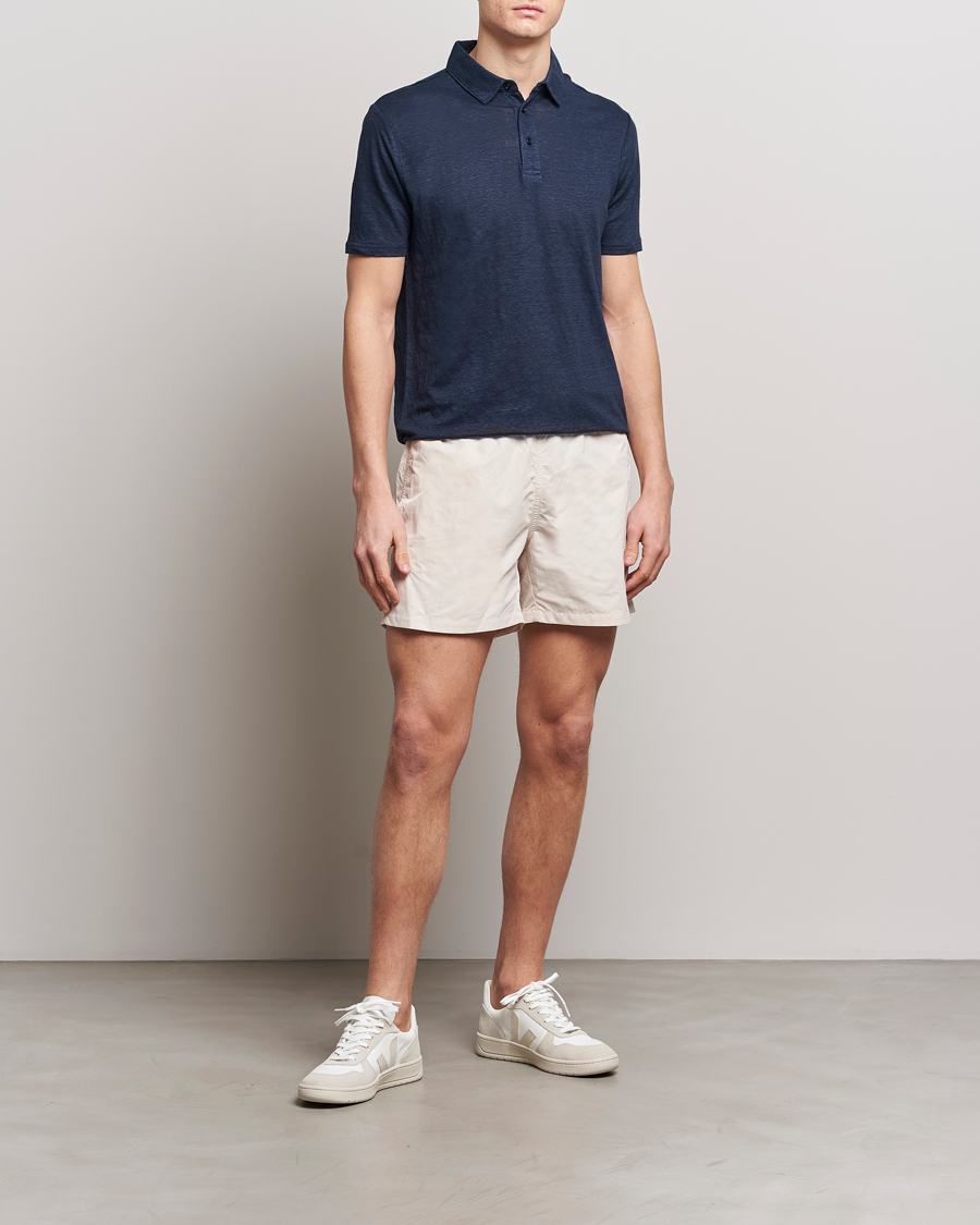 Homme | Polos | KnowledgeCotton Apparel | Regular Linen Polo Total Eclipse