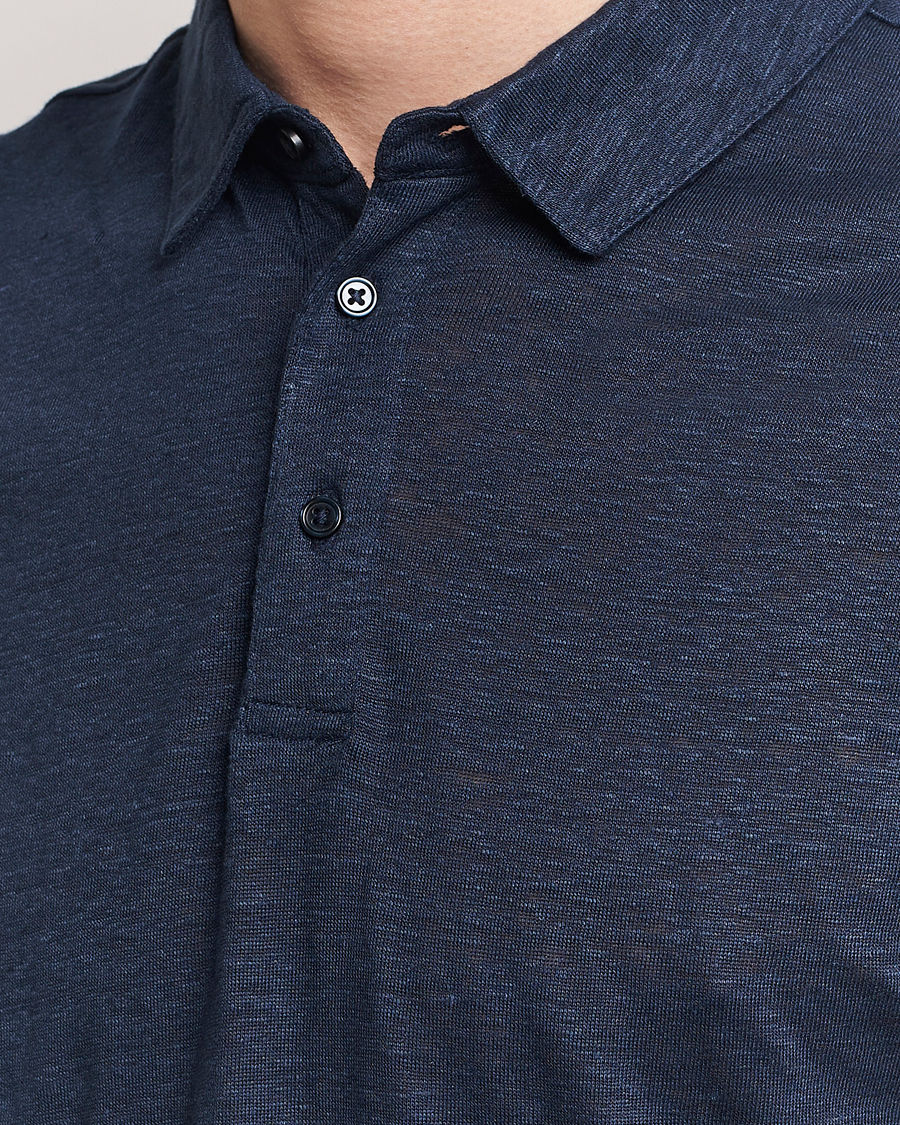 Homme | Polos | KnowledgeCotton Apparel | Regular Linen Polo Total Eclipse