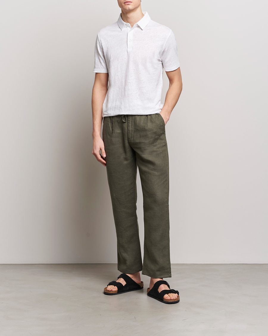 Homme | Polos | KnowledgeCotton Apparel | Regular Linen Polo Bright White