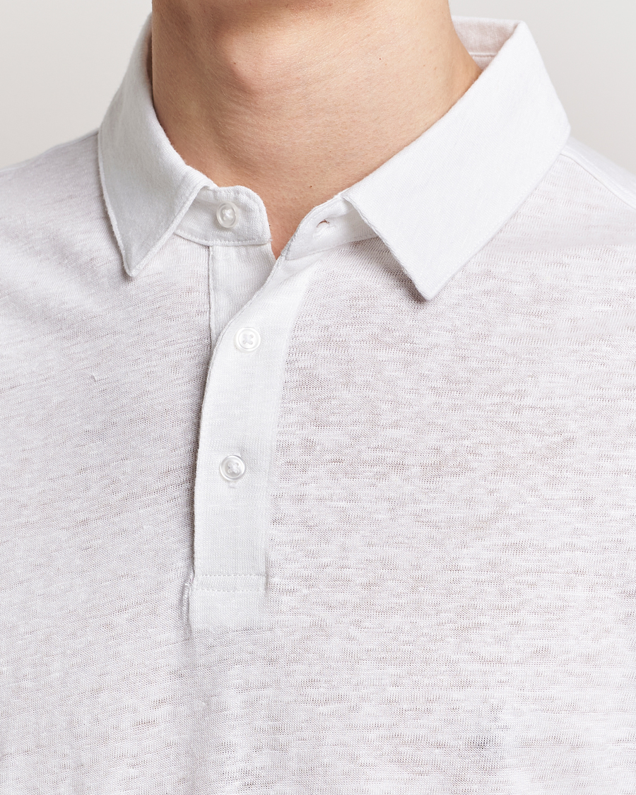 Homme | Polos | KnowledgeCotton Apparel | Regular Linen Polo Bright White