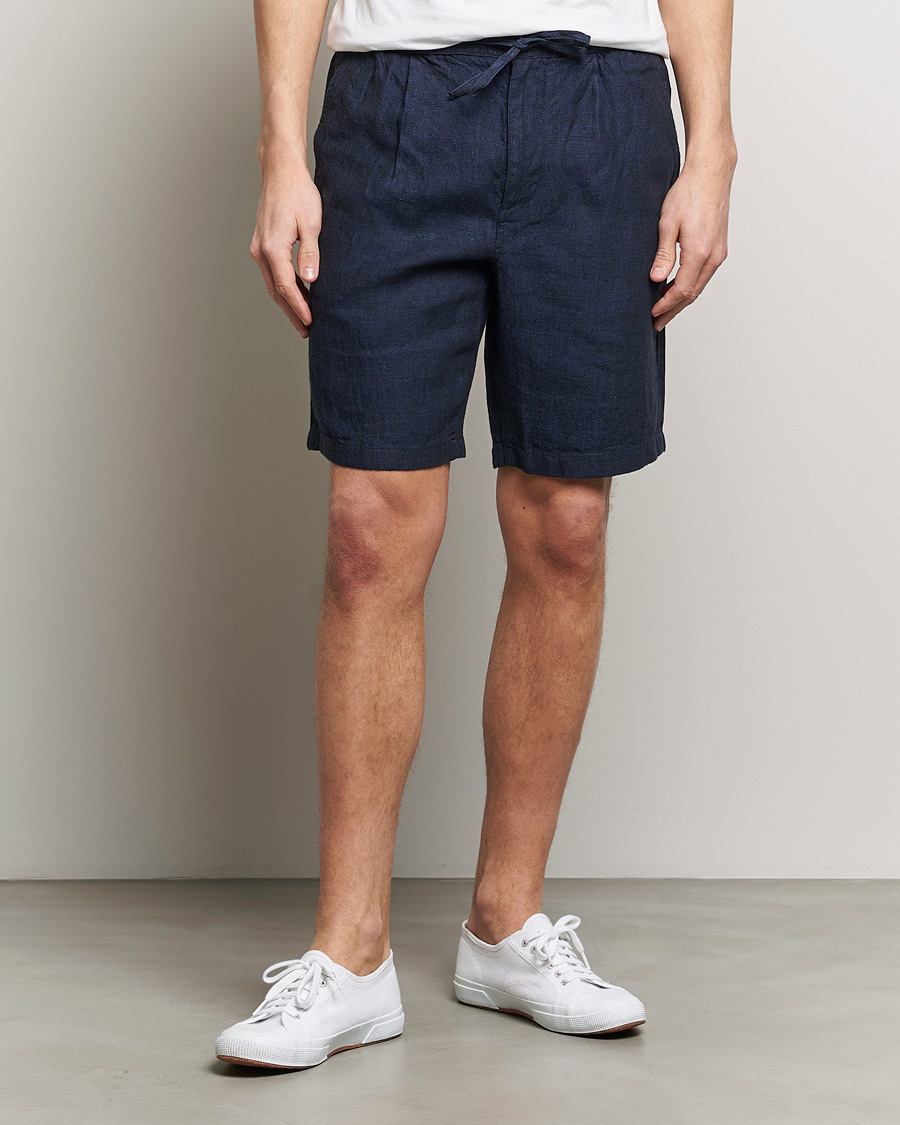 Homme | Shorts En Lin | KnowledgeCotton Apparel | Loose Linen Shorts Total Eclipse