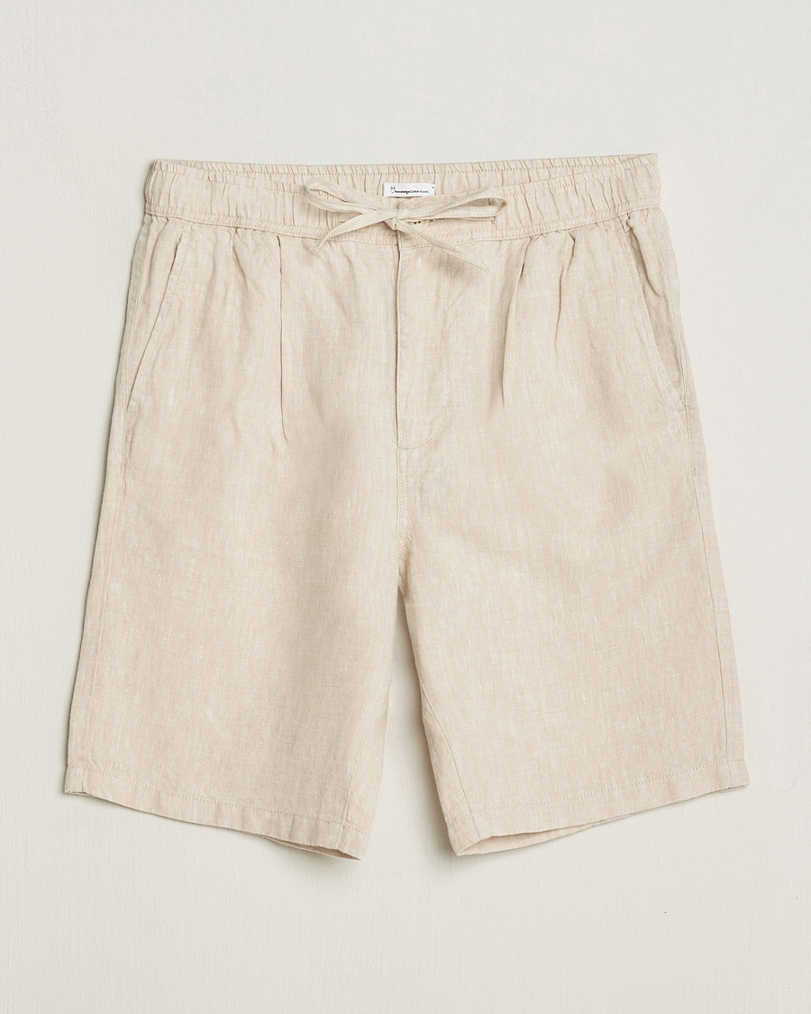 Homme | Shorts | KnowledgeCotton Apparel | Loose Linen Shorts Light Feather Grey