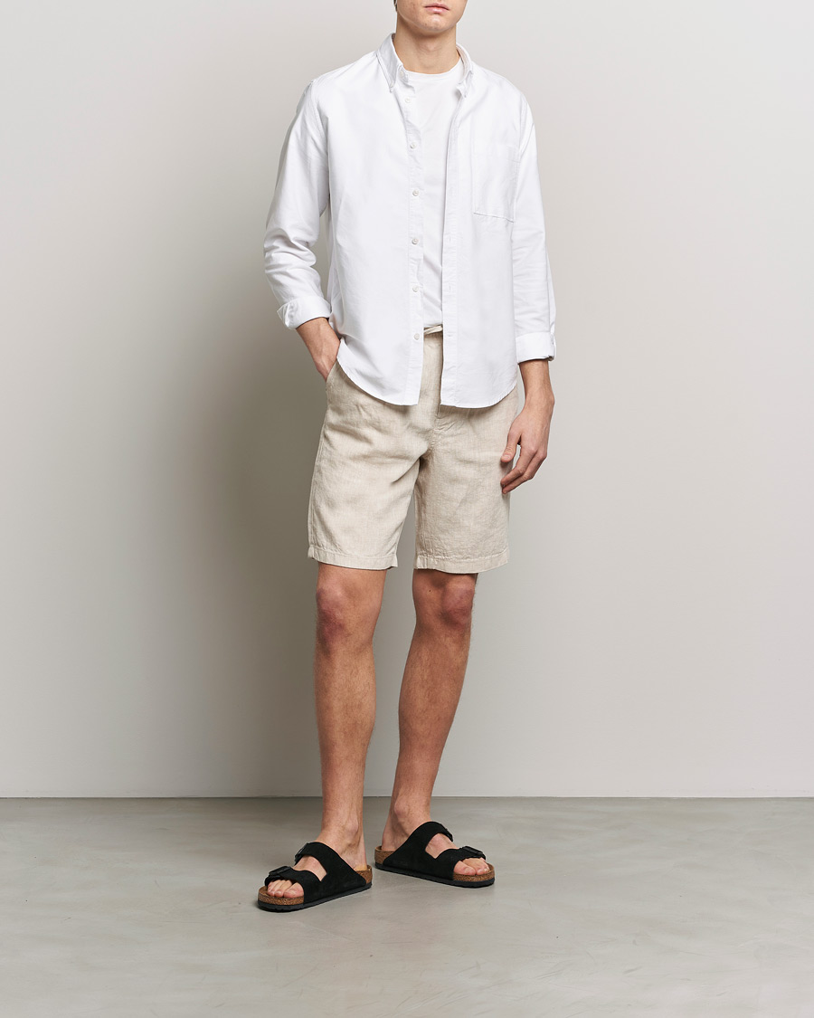 Homme | Shorts | KnowledgeCotton Apparel | Loose Linen Shorts Light Feather Grey
