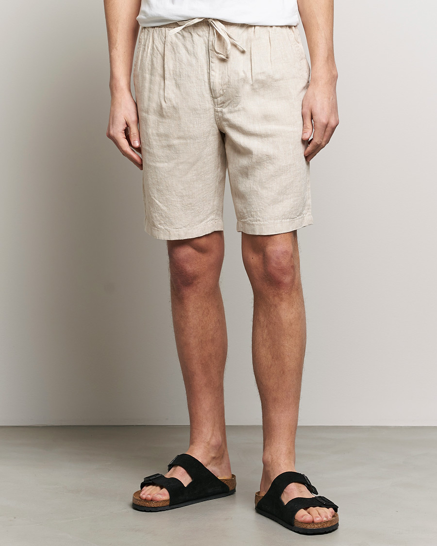 Homme | Shorts En Lin | KnowledgeCotton Apparel | Loose Linen Shorts Light Feather Gray
