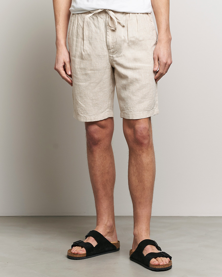 Homme | Shorts | KnowledgeCotton Apparel | Loose Linen Shorts Light Feather Grey